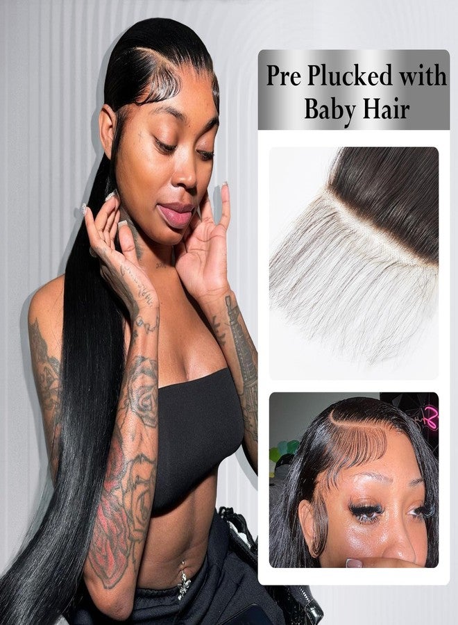 ASHINE 5x5 HD Lace Closure Straight Human Hair 5x5 Real HD Lace Closure Invisible Bleached Knots Pre Plucked with Baby Hair Natural Hairline 16 Inch - Image 5